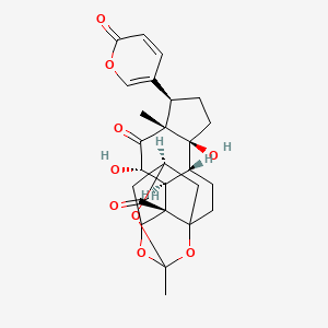 molecular formula C26H30O9 B1223044 (4R,5S,8R,9R,11S,12S,13R,18S)-5,11-dihydroxy-9,16-dimethyl-10-oxo-8-(6-oxopyran-3-yl)-15,17,20-trioxahexacyclo[14.3.1.114,18.01,13.04,12.05,9]henicosane-13-carbaldehyde 
