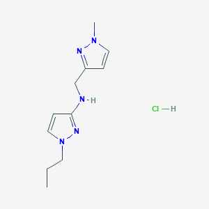 molecular formula C11H18ClN5 B12230484 N-[(1-methylpyrazol-3-yl)methyl]-1-propylpyrazol-3-amine;hydrochloride 
