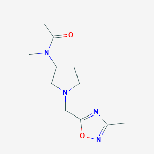 molecular formula C11H18N4O2 B12230512 N-methyl-N-{1-[(3-methyl-1,2,4-oxadiazol-5-yl)methyl]pyrrolidin-3-yl}acetamide 
