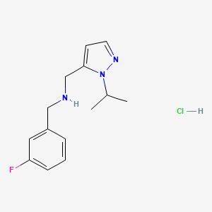 molecular formula C14H19ClFN3 B12230545 1-(3-fluorophenyl)-N-[(1-isopropyl-1H-pyrazol-5-yl)methyl]methanamine 