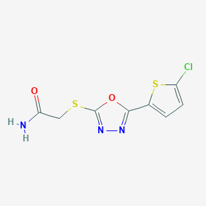 molecular formula C8H6ClN3O2S2 B12230551 2-{[5-(5-Chlorothiophen-2-yl)-1,3,4-oxadiazol-2-yl]sulfanyl}acetamide 