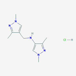 molecular formula C11H18ClN5 B12230563 N-[(1,3-dimethylpyrazol-4-yl)methyl]-1,3-dimethylpyrazol-4-amine;hydrochloride 