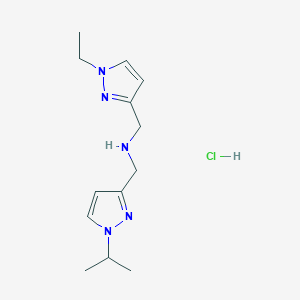 molecular formula C13H22ClN5 B12230619 1-(1-ethyl-1H-pyrazol-3-yl)-N-[(1-isopropyl-1H-pyrazol-3-yl)methyl]methanamine 