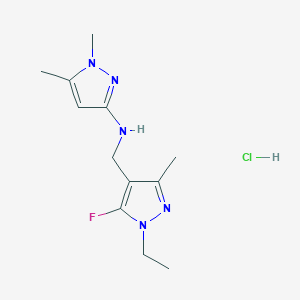 molecular formula C12H19ClFN5 B12230644 N-[(1-ethyl-5-fluoro-3-methylpyrazol-4-yl)methyl]-1,5-dimethylpyrazol-3-amine;hydrochloride 