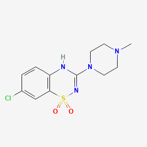 molecular formula C12H15ClN4O2S B1223084 2H-1,2,4-Benzothiadiazine, 7-chloro-3-(4-methyl-1-piperazinyl)-, 1,1-dioxide CAS No. 59943-31-6