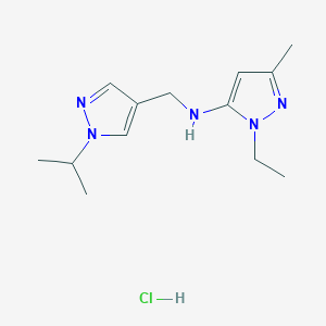 molecular formula C13H22ClN5 B12230857 1-ethyl-N-[(1-isopropyl-1H-pyrazol-4-yl)methyl]-3-methyl-1H-pyrazol-5-amine 