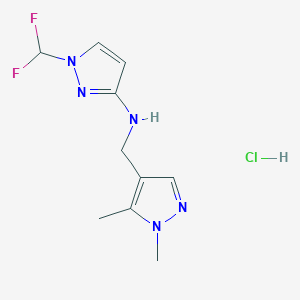 molecular formula C10H14ClF2N5 B12230916 1-(difluoromethyl)-N-[(1,5-dimethylpyrazol-4-yl)methyl]pyrazol-3-amine;hydrochloride 