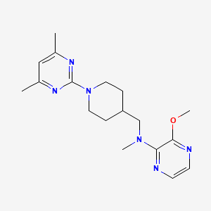 molecular formula C18H26N6O B12230929 N-{[1-(4,6-dimethylpyrimidin-2-yl)piperidin-4-yl]methyl}-3-methoxy-N-methylpyrazin-2-amine 