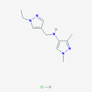 molecular formula C11H18ClN5 B12230948 N-[(1-ethylpyrazol-4-yl)methyl]-1,3-dimethylpyrazol-4-amine;hydrochloride 