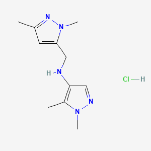 molecular formula C11H18ClN5 B12231097 N-[(2,5-dimethylpyrazol-3-yl)methyl]-1,5-dimethylpyrazol-4-amine;hydrochloride 