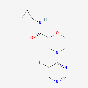 molecular formula C12H15FN4O2 B12231114 N-cyclopropyl-4-(5-fluoropyrimidin-4-yl)morpholine-2-carboxamide 