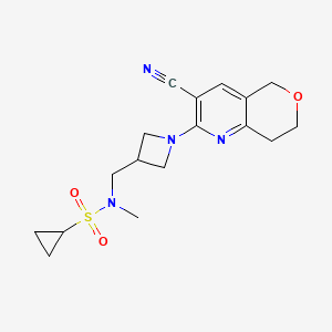 molecular formula C17H22N4O3S B12231132 N-[(1-{3-cyano-5H,7H,8H-pyrano[4,3-b]pyridin-2-yl}azetidin-3-yl)methyl]-N-methylcyclopropanesulfonamide 