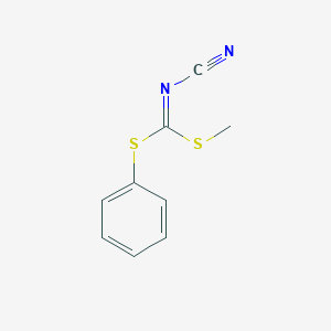 molecular formula C9H8N2S2 B122312 [Methylsulfanyl(phenylsulfanyl)methylidene]cyanamide CAS No. 152381-91-4