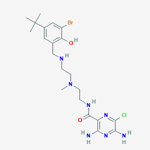 molecular formula C21H31BrClN7O2 B1223123 2-Pyrazinecarboxamide, 3,5-diamino-N-[2-[[2-[[[3-bromo-5-(1,1-dimethylethyl)-2-hydroxyphenyl]methyl]amino]ethyl]methylamino]ethyl]-6-chloro- CAS No. 119646-52-5