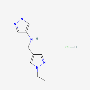 molecular formula C10H16ClN5 B12231359 N-[(1-ethylpyrazol-4-yl)methyl]-1-methylpyrazol-4-amine;hydrochloride 
