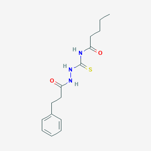 molecular formula C15H21N3O2S B1223140 N-{[2-(3-phenylpropanoyl)hydrazino]carbonothioyl}pentanamide 