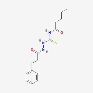 N-[[(1-oxo-3-phenylpropyl)hydrazo]-sulfanylidenemethyl]pentanamide