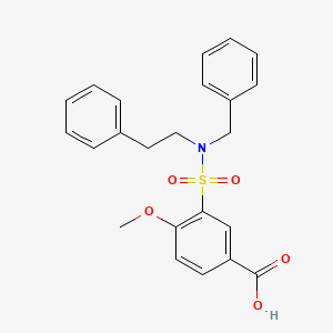 molecular formula C23H23NO5S B1223142 4-Methoxy-3-[2-phenylethyl-(phenylmethyl)sulfamoyl]benzoic acid 