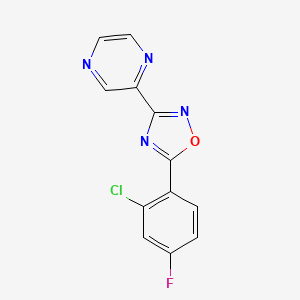 molecular formula C12H6ClFN4O B1223145 5-(2-Chloro-4-fluorophenyl)-3-(2-pyrazinyl)-1,2,4-oxadiazole 