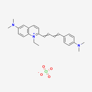 molecular formula C25H30ClN3O4 B1223146 2-[4-[4-(dimethylamino)phenyl]buta-1,3-dienyl]-1-ethyl-N,N-dimethylquinolin-1-ium-6-amine;perchlorate 
