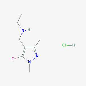 molecular formula C8H15ClFN3 B12231497 N-[(5-fluoro-1,3-dimethylpyrazol-4-yl)methyl]ethanamine;hydrochloride 