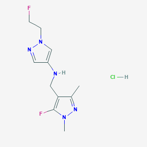 molecular formula C11H16ClF2N5 B12231582 N-[(5-fluoro-1,3-dimethylpyrazol-4-yl)methyl]-1-(2-fluoroethyl)pyrazol-4-amine;hydrochloride 