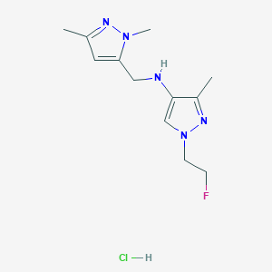molecular formula C12H19ClFN5 B12231669 N-[(2,5-dimethylpyrazol-3-yl)methyl]-1-(2-fluoroethyl)-3-methylpyrazol-4-amine;hydrochloride 