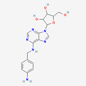 molecular formula C17H20N6O4 B1223172 2-[6-[(4-Aminophenyl)methylamino]purin-9-yl]-5-(hydroxymethyl)oxolane-3,4-diol 