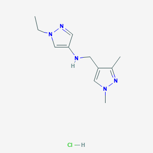 molecular formula C11H18ClN5 B12231759 N-[(1,3-dimethylpyrazol-4-yl)methyl]-1-ethylpyrazol-4-amine;hydrochloride 