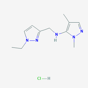molecular formula C11H18ClN5 B12231775 N-[(1-ethylpyrazol-3-yl)methyl]-2,4-dimethylpyrazol-3-amine;hydrochloride 