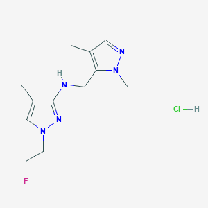 molecular formula C12H19ClFN5 B12231832 N-[(2,4-dimethylpyrazol-3-yl)methyl]-1-(2-fluoroethyl)-4-methylpyrazol-3-amine;hydrochloride 