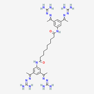 molecular formula C34H52N18O2 B1223203 N,N'-bis[3,5-bis[N-(diaminomethylideneamino)-C-methylcarbonimidoyl]phenyl]decanediamide 
