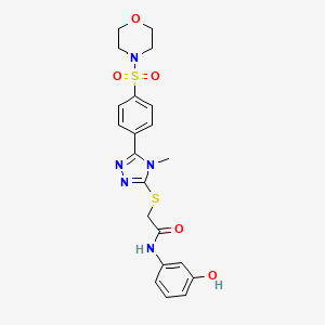molecular formula C21H23N5O5S2 B1223209 N-(3-hydroxyphenyl)-2-[[4-methyl-5-[4-(4-morpholinylsulfonyl)phenyl]-1,2,4-triazol-3-yl]thio]acetamide 