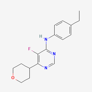 molecular formula C17H20FN3O B12232090 N-(4-ethylphenyl)-5-fluoro-6-(oxan-4-yl)pyrimidin-4-amine 