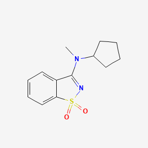 molecular formula C13H16N2O2S B12232093 N-cyclopentyl-N-methyl-1,1-dioxo-1,2-benzothiazol-3-amine 
