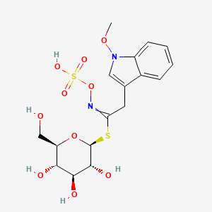 molecular formula C17H22N2O10S2 B1223215 [(2S,3R,4S,5S,6R)-3,4,5-trihydroxy-6-(hydroxymethyl)oxan-2-yl] 2-(1-methoxyindol-3-yl)-N-sulfooxyethanimidothioate 