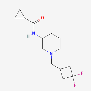 molecular formula C14H22F2N2O B12232193 N-{1-[(3,3-difluorocyclobutyl)methyl]piperidin-3-yl}cyclopropanecarboxamide 