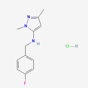 molecular formula C12H15ClFN3 B12232207 N-(4-fluorobenzyl)-1,3-dimethyl-1H-pyrazol-5-amine 