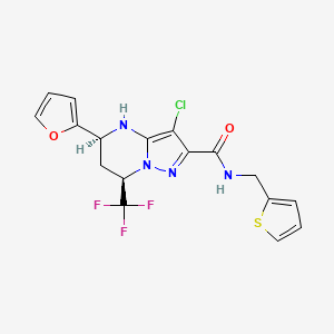 molecular formula C17H14ClF3N4O2S B1223227 (5S,7R)-3-chloro-5-(2-furyl)-N-(2-thienylmethyl)-7-(trifluoromethyl)-4,5,6,7-tetrahydropyrazolo[1,5-a]pyrimidine-2-carboxamide 