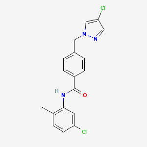 molecular formula C18H15Cl2N3O B1223228 N-(5-chloro-2-methylphenyl)-4-[(4-chloro-1-pyrazolyl)methyl]benzamide 