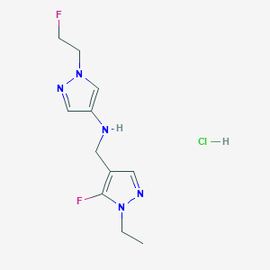 molecular formula C11H16ClF2N5 B12232296 N-[(1-ethyl-5-fluoropyrazol-4-yl)methyl]-1-(2-fluoroethyl)pyrazol-4-amine;hydrochloride 
