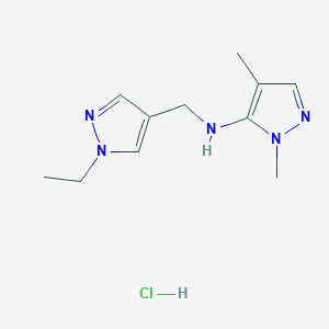 molecular formula C11H18ClN5 B12232305 N-[(1-ethylpyrazol-4-yl)methyl]-2,4-dimethylpyrazol-3-amine;hydrochloride 