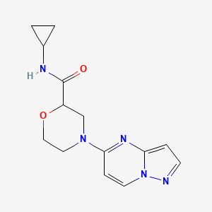 molecular formula C14H17N5O2 B12232378 N-cyclopropyl-4-{pyrazolo[1,5-a]pyrimidin-5-yl}morpholine-2-carboxamide 