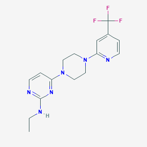 molecular formula C16H19F3N6 B12232386 N-ethyl-4-{4-[4-(trifluoromethyl)pyridin-2-yl]piperazin-1-yl}pyrimidin-2-amine 