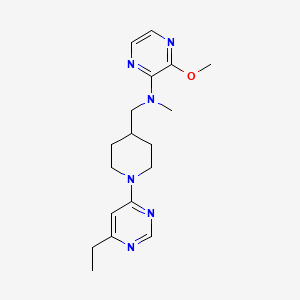 molecular formula C18H26N6O B12232425 N-{[1-(6-ethylpyrimidin-4-yl)piperidin-4-yl]methyl}-3-methoxy-N-methylpyrazin-2-amine 