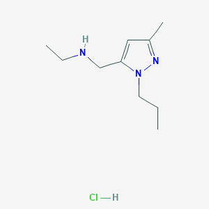 molecular formula C10H20ClN3 B12232479 ethyl[(3-methyl-1-propyl-1H-pyrazol-5-yl)methyl]amine 