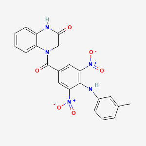 molecular formula C22H17N5O6 B1223250 4-[[4-(3-Methylanilino)-3,5-dinitrophenyl]-oxomethyl]-1,3-dihydroquinoxalin-2-one 