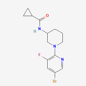 molecular formula C14H17BrFN3O B12232501 N-[1-(5-bromo-3-fluoropyridin-2-yl)piperidin-3-yl]cyclopropanecarboxamide 