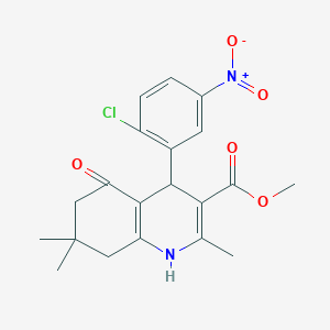 molecular formula C20H21ClN2O5 B1223251 Methyl 4-(2-chloro-5-nitrophenyl)-2,7,7-trimethyl-5-oxo-1,4,5,6,7,8-hexahydroquinoline-3-carboxylate 