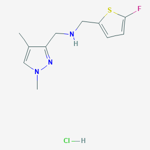 molecular formula C11H15ClFN3S B12232520 1-(1,4-dimethyl-1H-pyrazol-3-yl)-N-[(5-fluoro-2-thienyl)methyl]methanamine 